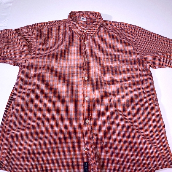 Old Navy Shirt Sleeve Orange Gingham Shirt - Picture 2 of 15